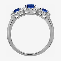 Womens Gemstone & 1/5 CT. T.W. Natural Diamond 10K Gold 3-Stone Cocktail Ring