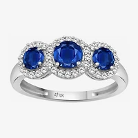 Womens Gemstone & 1/5 CT. T.W. Natural Diamond 10K Gold 3-Stone Cocktail Ring