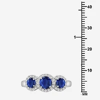 Womens Gemstone & 1/5 CT. T.W. Natural Diamond 10K Gold 3-Stone Cocktail Ring