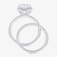 Signature By Modern Bride (G / Si1-Si2) Womens 3 3/4 CT. T.W. Lab Grown White Diamond 14K Gold Oval Side Stone Halo Bridal Set