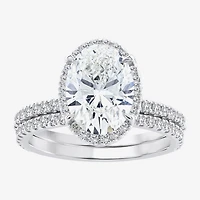 Signature By Modern Bride (G / Si1-Si2) Womens 3 3/4 CT. T.W. Lab Grown White Diamond 14K Gold Oval Side Stone Halo Bridal Set