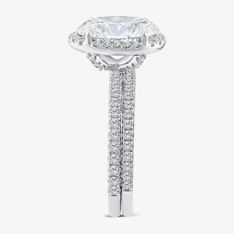 Signature By Modern Bride (G / Si1-Si2) Womens 3 3/4 CT. T.W. Lab Grown White Diamond 14K Gold Oval Side Stone Halo Bridal Set