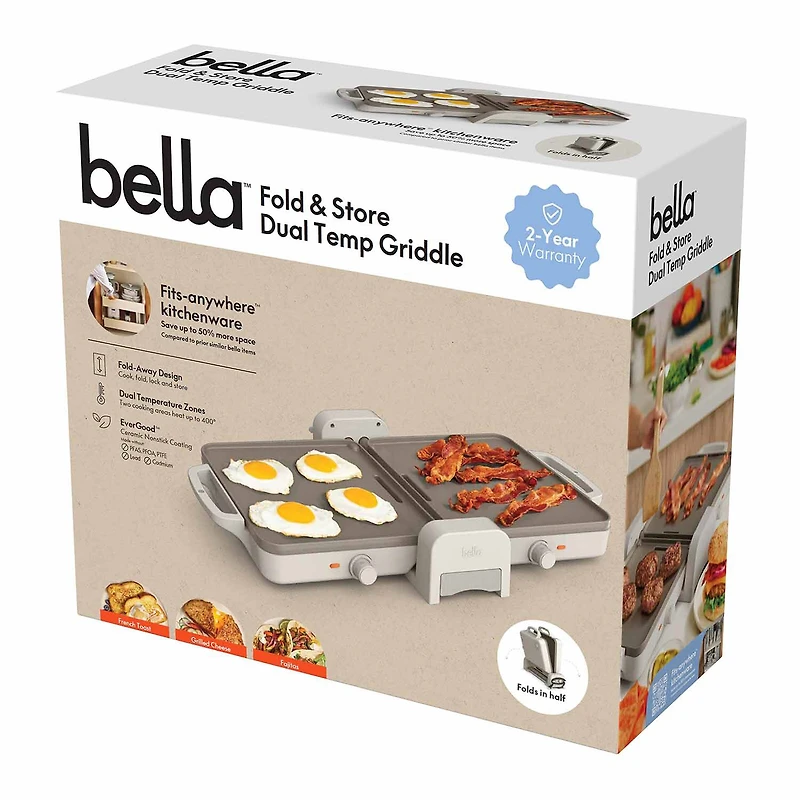 bella Fold & Store Dual Temp Griddle, Fits-anywhere™ kitchenware