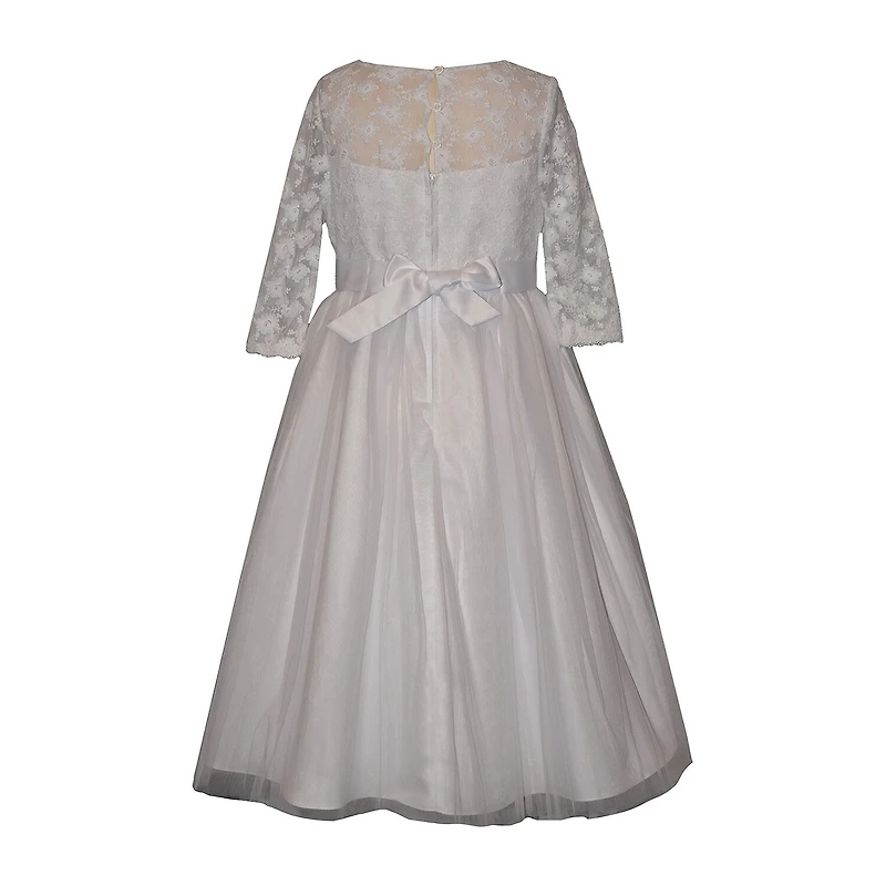 Bonnie Jean Little & Big Kid Girls 3/4 Sleeve Lace Flower Girl Fit + Flare Dress