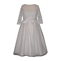 Bonnie Jean Little & Big Kid Girls 3/4 Sleeve Lace Flower Girl Fit + Flare Dress