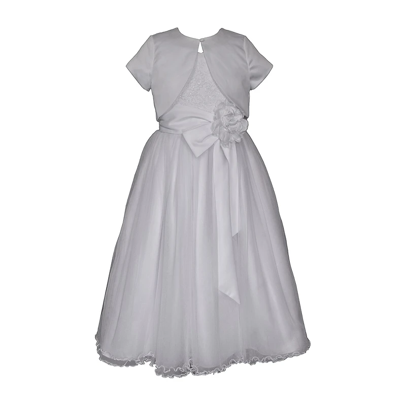 Bonnie Jean Little & Big Kid Girls Short Sleeve Cap Satin Fit + Flare Dress