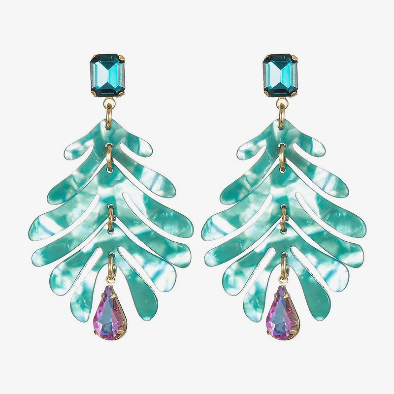 Bijoux Bar Womens Blue Glass Drop Earrings