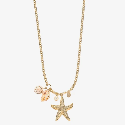 Bijoux Bar Womens Simulated Pearl Star 32 Inch Pendant Necklace