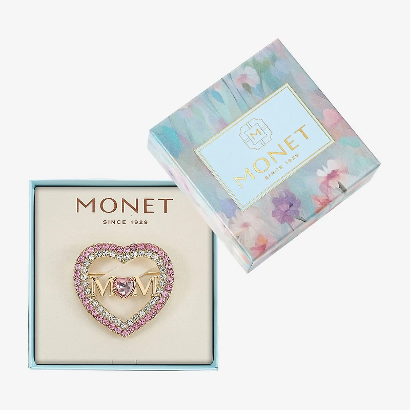 Monet Jewelry Mom Pink Glass Pin