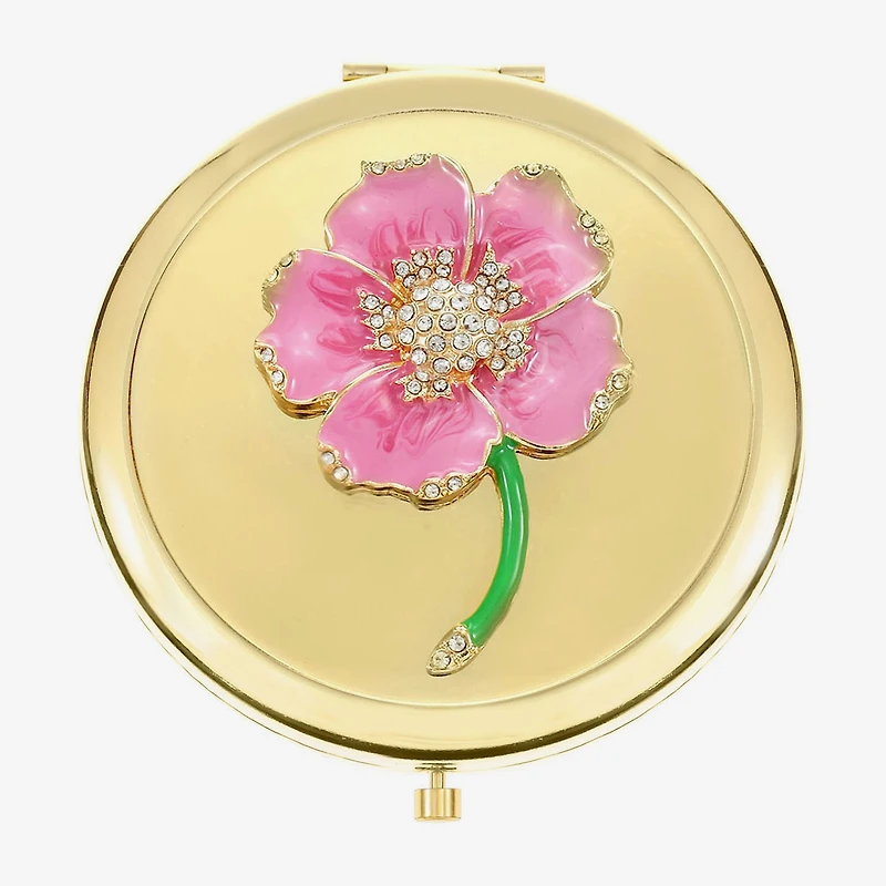 Monet Jewelry Gold Tone Flower Compact Mirror
