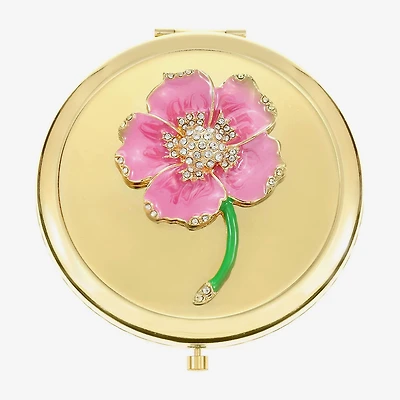Monet Jewelry Gold Tone Flower Compact Mirror