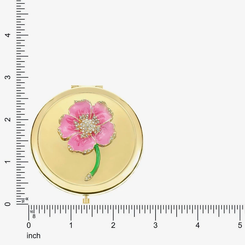 Monet Jewelry Gold Tone Flower Compact Mirror