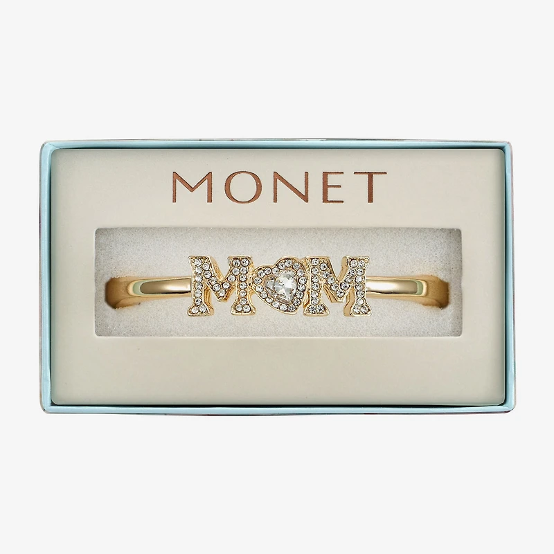 Monet Jewelry Mom Womens Glass Heart Bangle Bracelet