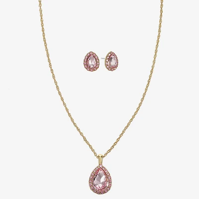 Monet Jewelry Womens Pink Glass Pear 2-pc. Jewelry Set