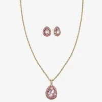Monet Jewelry Womens Pink Glass Pear 2-pc. Jewelry Set