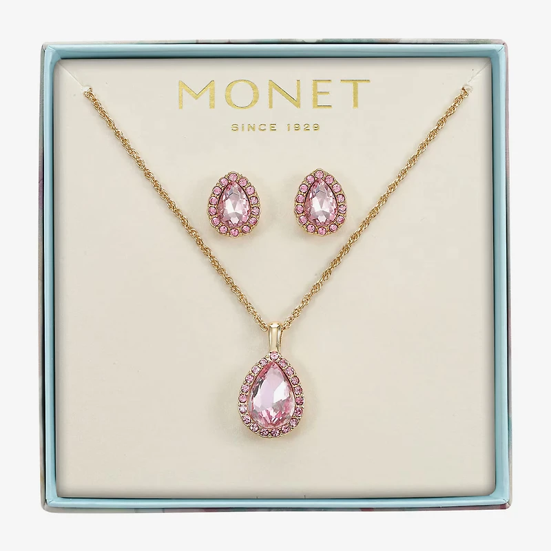 Monet Jewelry Womens Pink Glass Pear 2-pc. Jewelry Set