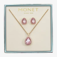 Monet Jewelry Womens Pink Glass Pear 2-pc. Jewelry Set