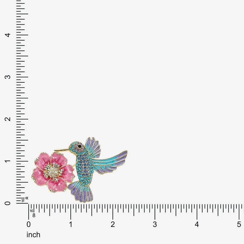 Monet Jewelry Hummingbird Multi Color Glass Pin