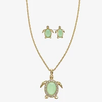 Monet Jewelry Turtle Womens Green Glass 2-pc. Jewelry Set
