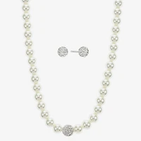Monet Jewelry Womens White Glass Simulated Pearl 2-pc. Jewelry Set