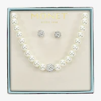 Monet Jewelry Womens White Glass Simulated Pearl 2-pc. Jewelry Set