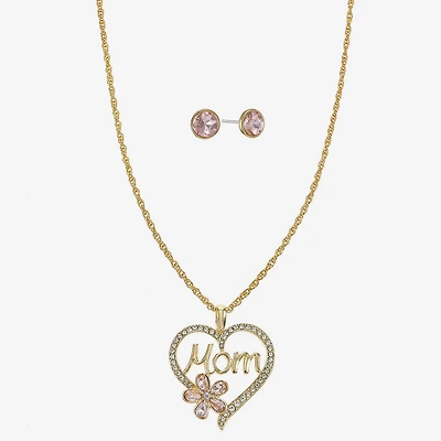Monet Jewelry Mom Womens Pink Glass Heart 2-pc. Jewelry Set