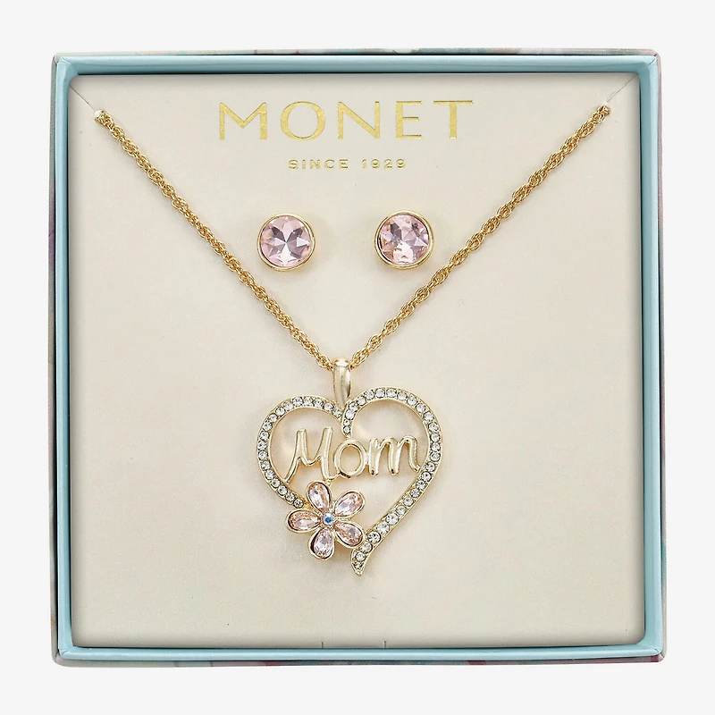 Monet Jewelry Mom Womens Pink Glass Heart 2-pc. Jewelry Set