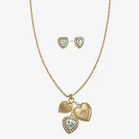 Monet Jewelry Womens Glass Heart 2-pc. Jewelry Set