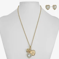 Monet Jewelry Womens Glass Heart 2-pc. Jewelry Set