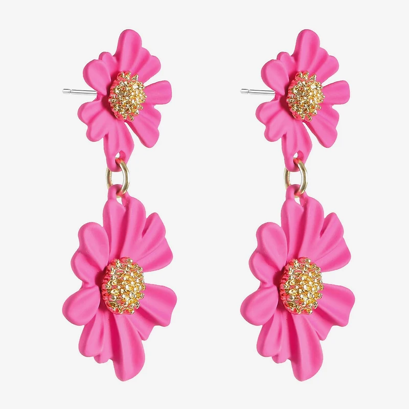 Liz Claiborne Womens Flower Hypoallergenic Drop Earrings