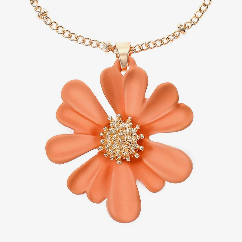Liz Claiborne Womens Flower 17 Inch Pendant Necklace