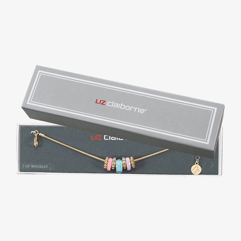 Liz Claiborne Womens Glass Charm Bracelet