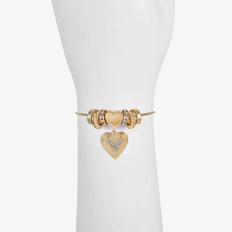 Liz Claiborne Womens Glass Heart Charm Bracelet