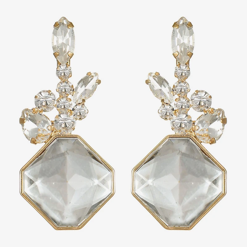 Monet Jewelry Womens Glass Square Hypoallergenic Drop Earrings