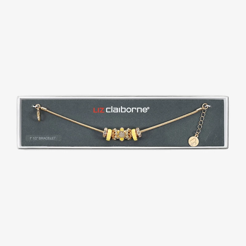 Liz Claiborne Womens Glass Flower Charm Bracelet