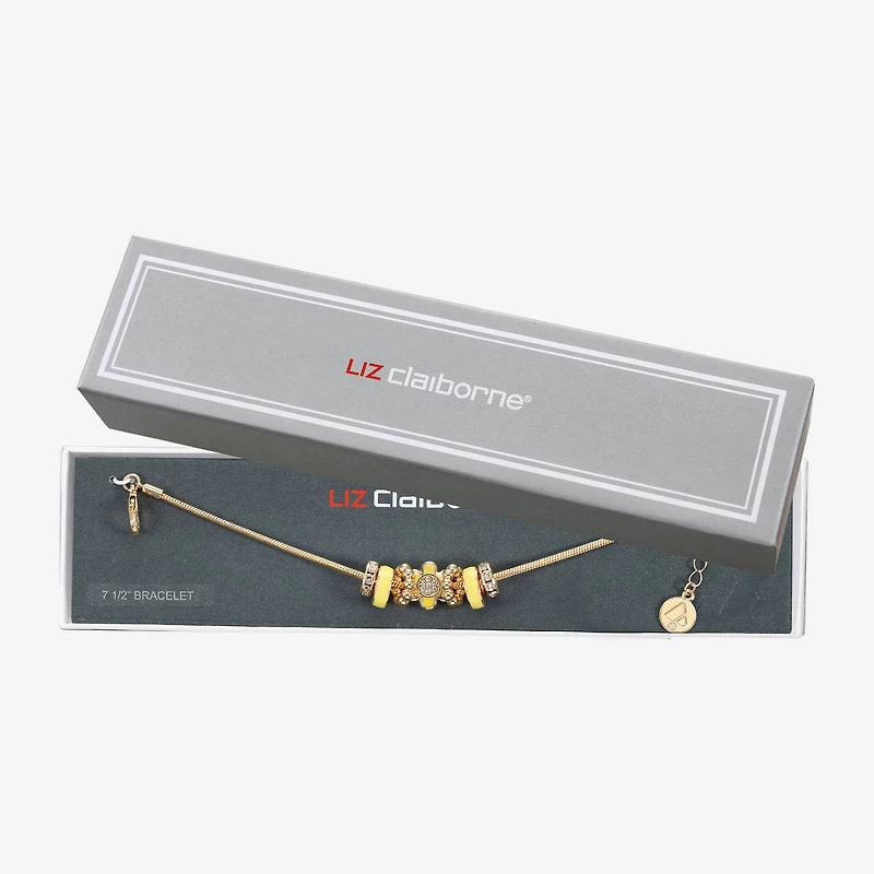 Liz Claiborne Womens Glass Flower Charm Bracelet