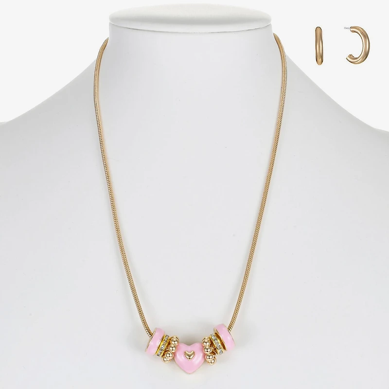 Liz Claiborne Womens Glass Heart 2-pc. Jewelry Set