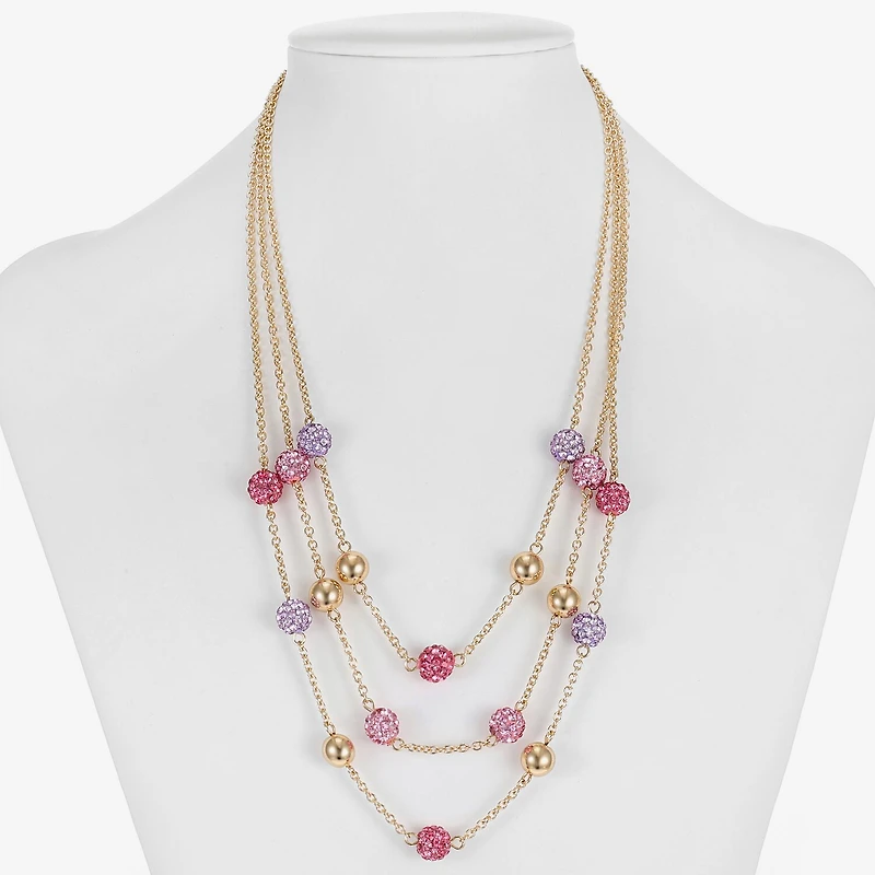 Monet Jewelry Womens Pink Glass 18 Inch Strand Necklace