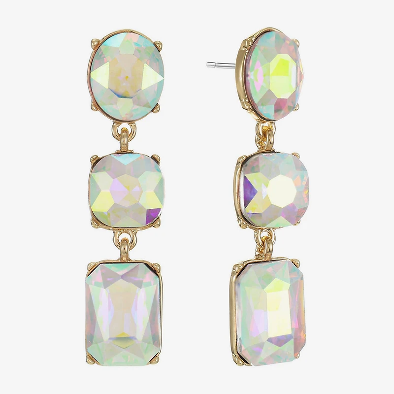 Monet Jewelry Womens Glass Cushion Hypoallergenic Drop Earrings