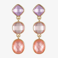 Monet Jewelry Womens Pink Glass Oval Round Hypoallergenic Drop Earrings