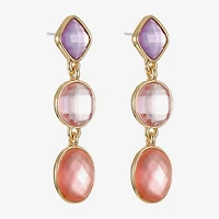 Monet Jewelry Womens Pink Glass Oval Round Hypoallergenic Drop Earrings