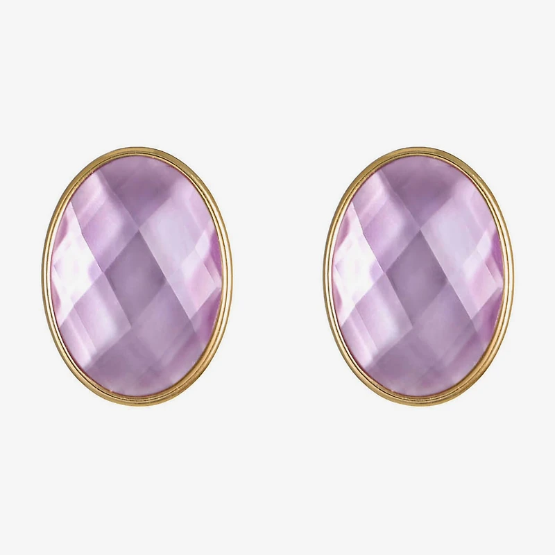 Monet Jewelry Womens Purple Glass Oval Clip On Earrings