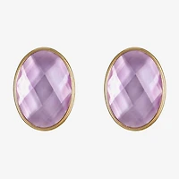 Monet Jewelry Womens Purple Glass Oval Clip On Earrings