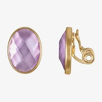 Monet Jewelry Womens Purple Glass Oval Clip On Earrings