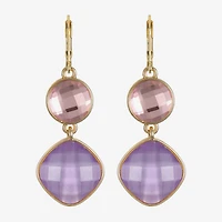 Monet Jewelry Womens Pink Glass Round Cushion Drop Earrings