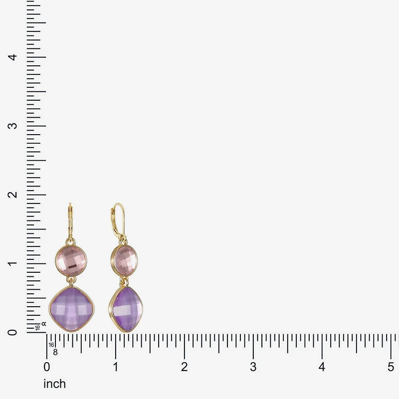 Monet Jewelry Womens Pink Glass Round Cushion Drop Earrings