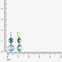 Monet Jewelry Womens Pink Glass Round Cushion Drop Earrings