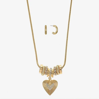 Liz Claiborne Womens Glass Heart 2-pc. Jewelry Set