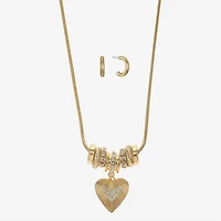 Liz Claiborne Womens Glass Heart 2-pc. Jewelry Set