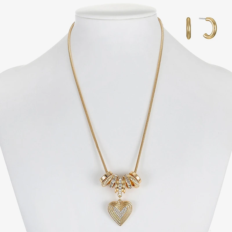 Liz Claiborne Womens Glass Heart 2-pc. Jewelry Set